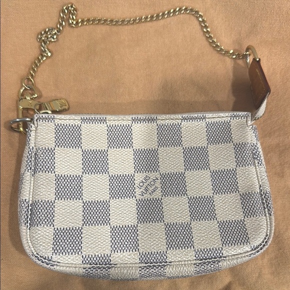 Authentic Louis Vuitton Damier Azur Canvas Mini Accessories Pochette - Picture 1 of 15